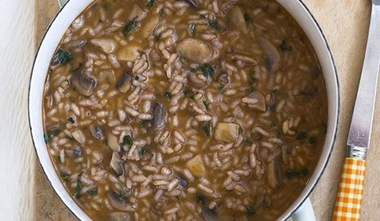 Earthy Red Wine and Mushroom Risotto