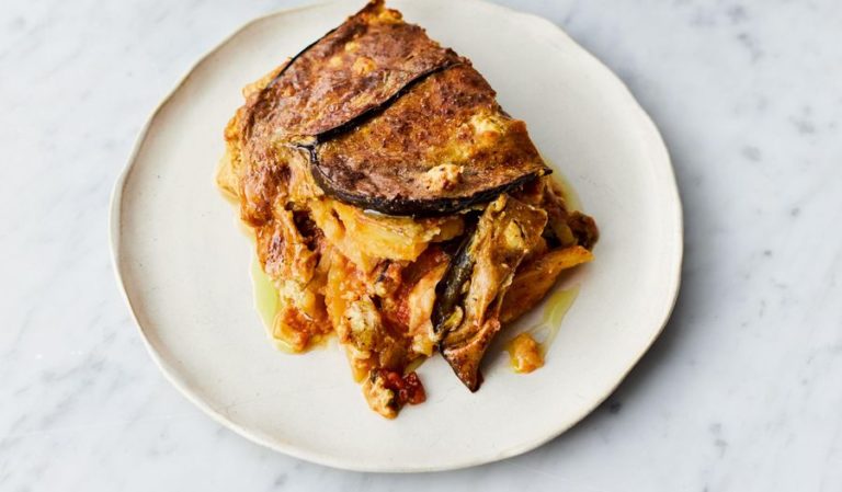 Jamie Oliver's Veggie Moussaka with Porcini and Feta Sauce Recipe