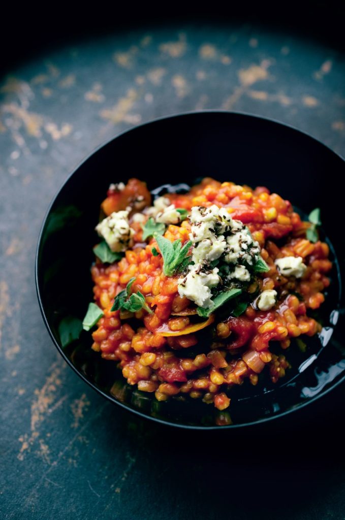 Barley Risotto with Marinated Feta
