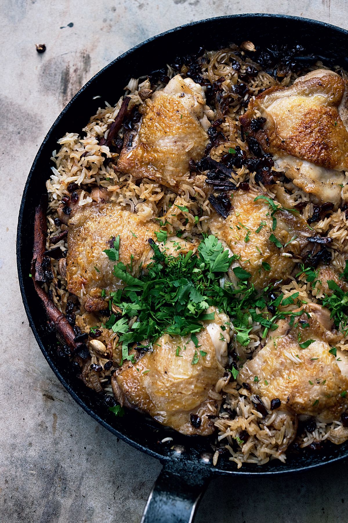 Chicken with Caramelized Onion & Cardamom Rice