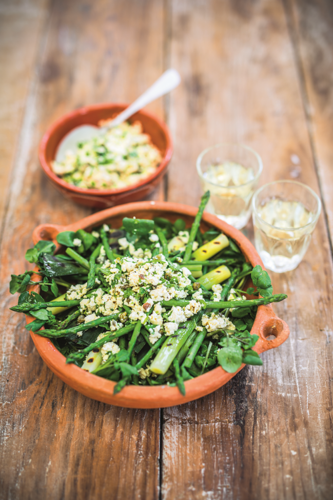 Young Leeks, Watercress & Asparagus with Tofu Gribiche