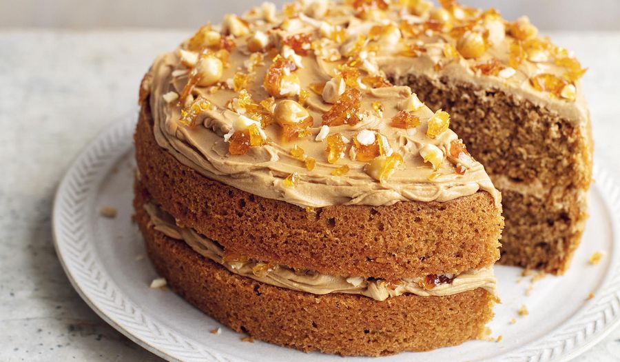 Mary Berry Coffee Hazelnut Praline Cake Recipe | BBC2 Simple Comforts
