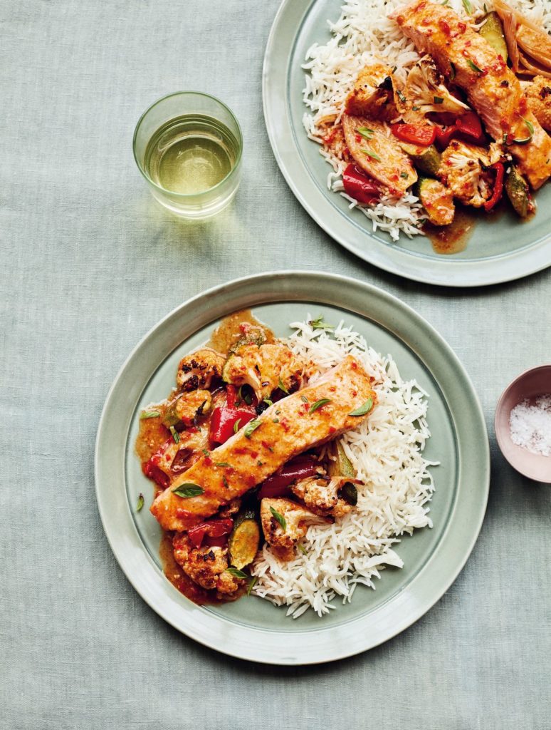 Mary Berry’s Roasting Tin Thai Salmon and Vegetables