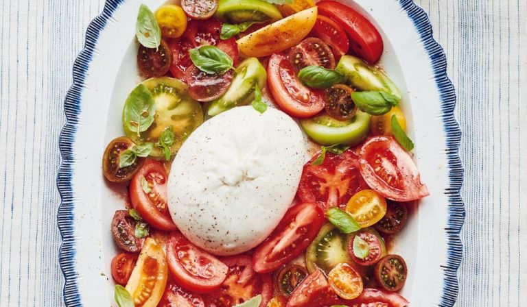 Mary Berry Burrata with Heritage Tomato Salad & Bloody Mary Dressing