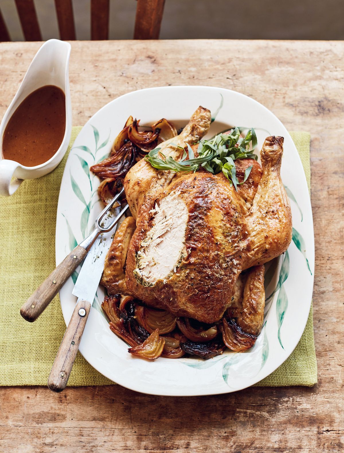 Mary Berry’s Roast Chicken with Tarragon Butter & Melting Onions