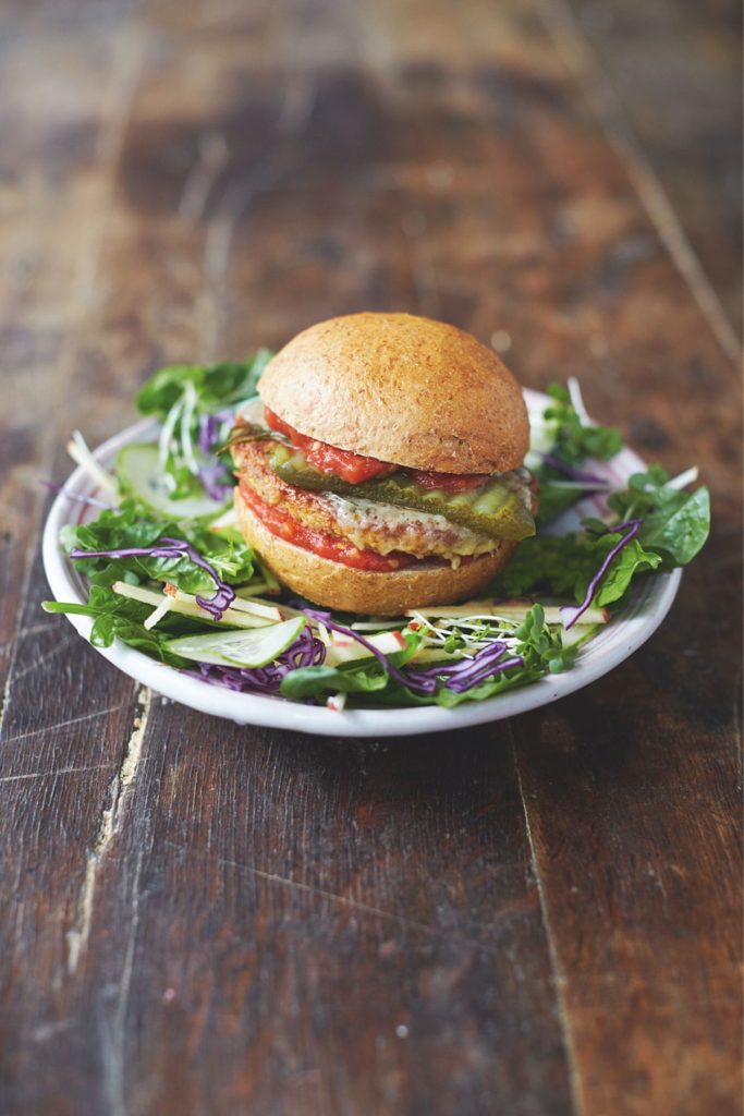 Mega Veggie Burgers Garden Salad and Basil Dressing
