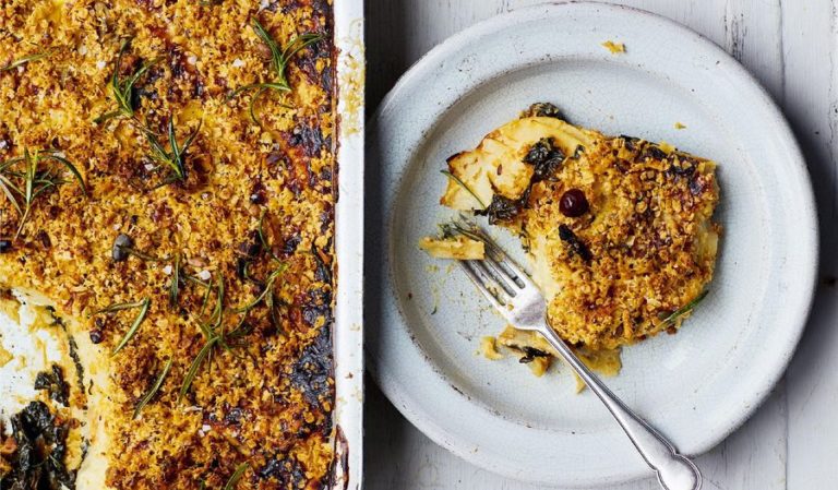 Melissa Hemsley Cavolo Nero Celeriac Cheddar Crumble | Vegetarian Christmas Recipe