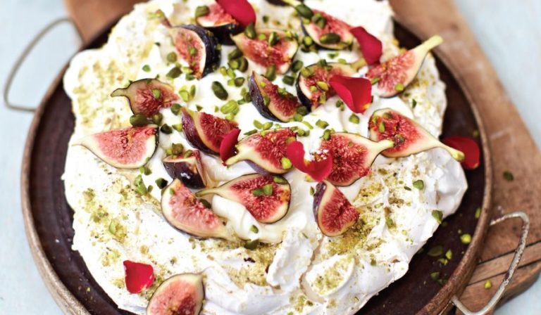 Pistachio and Rosewater Pavlova with Greek Yoghurt