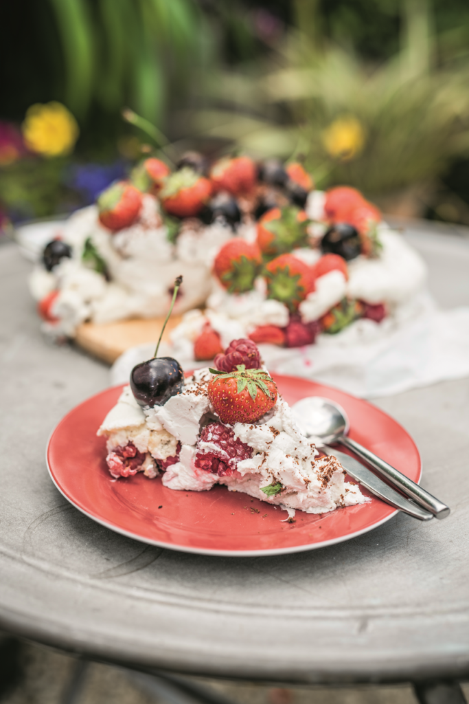 Vegan Pavlova Meringue Tower