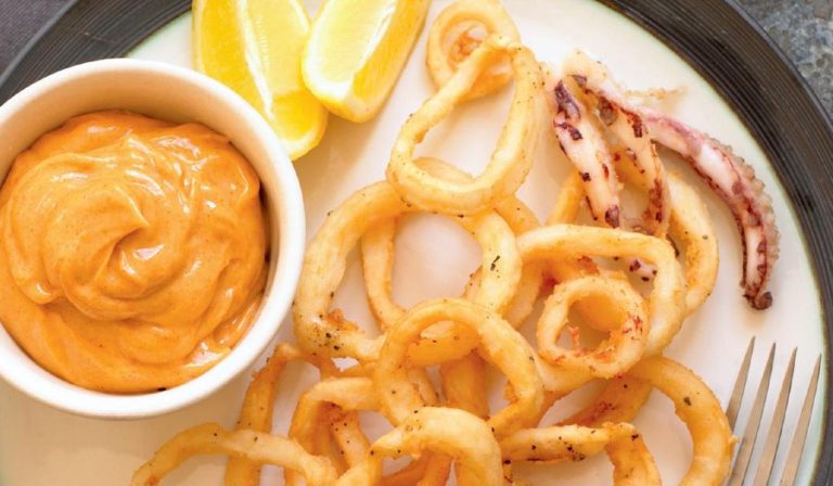Squid Fried in Olive Oil with Smoked Pimentón and Garlic Mayonnaise