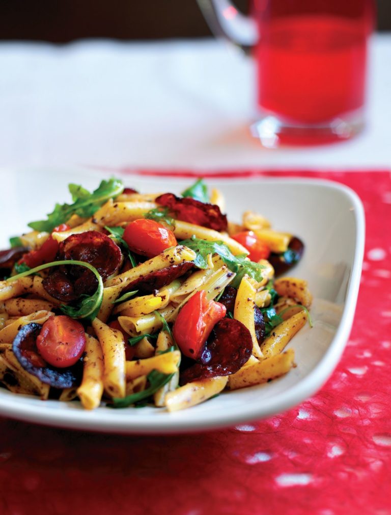 Chorizo, Tomato, Rocket and Black Olive Penne