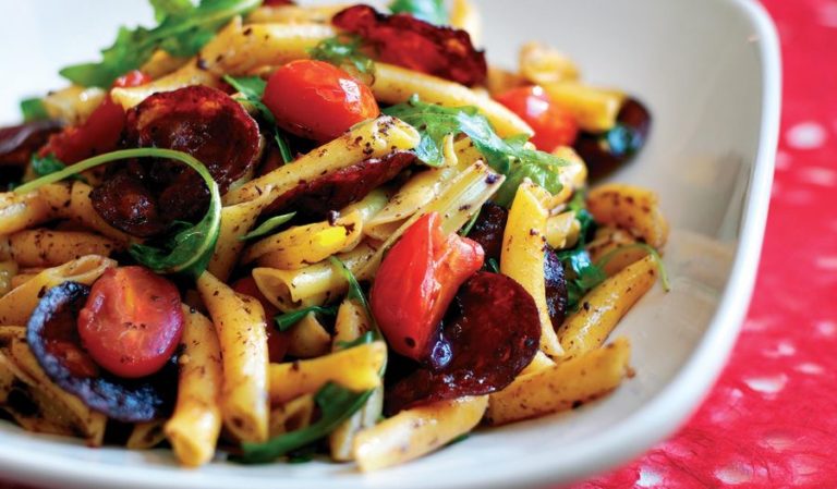 Chorizo, Tomato, Rocket and Black Olive Penne