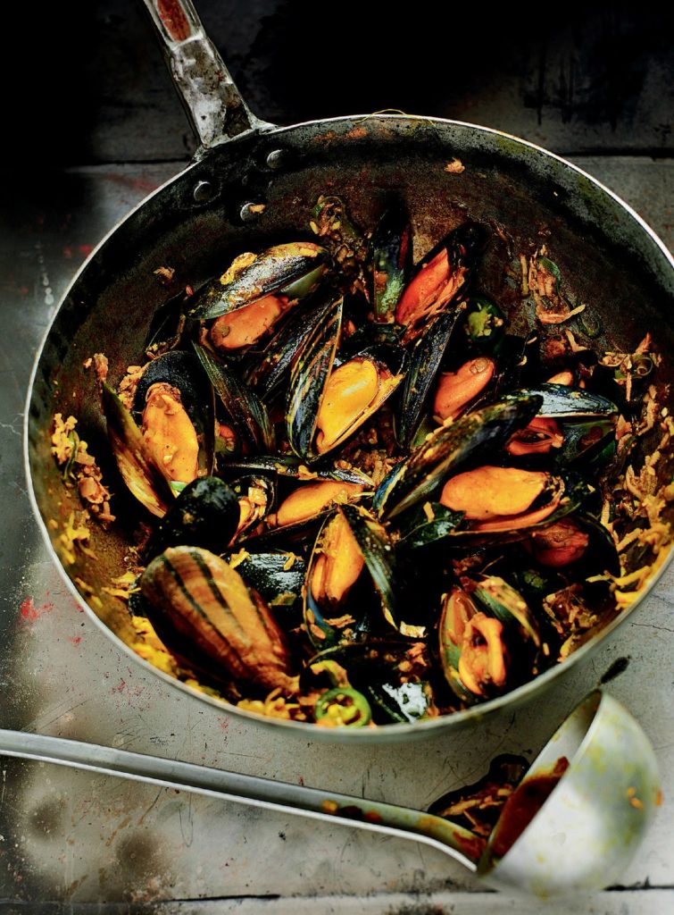 Mussel Masala with Coconut, Ginger and Green Chillies