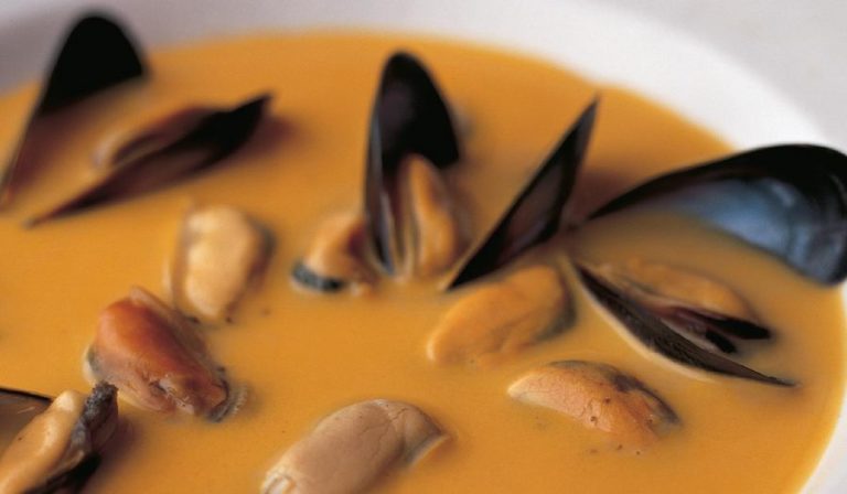 Cream of Mussel Soup with Celeriac and Saffron