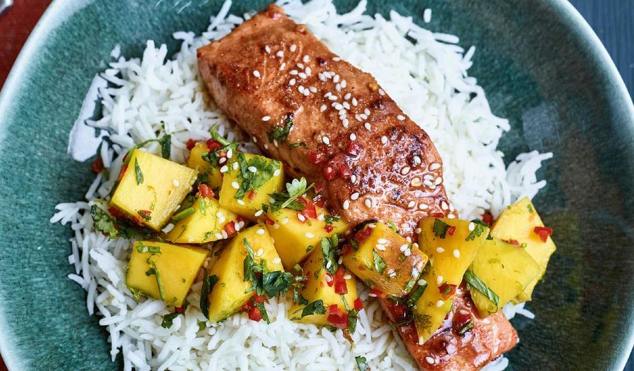 Nadiya Hussain's Teriyaki Salmon with Mango Salsa Recipe | Time To Eat