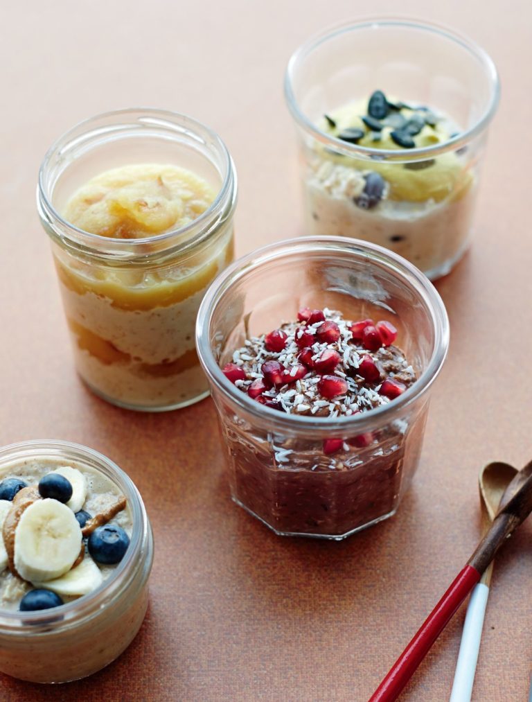 Chocolate Overnight Oats with Crushed Raspberries and Coconut