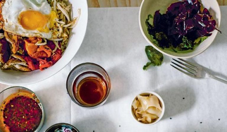Brown Rice Bibimbap Bowls with Smoky Peppers Recipe | The New Vegetarian