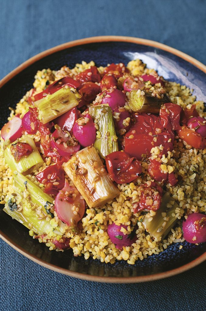 Nigella Lawson’s Spiced Bulgur Wheat with Roast Vegetables