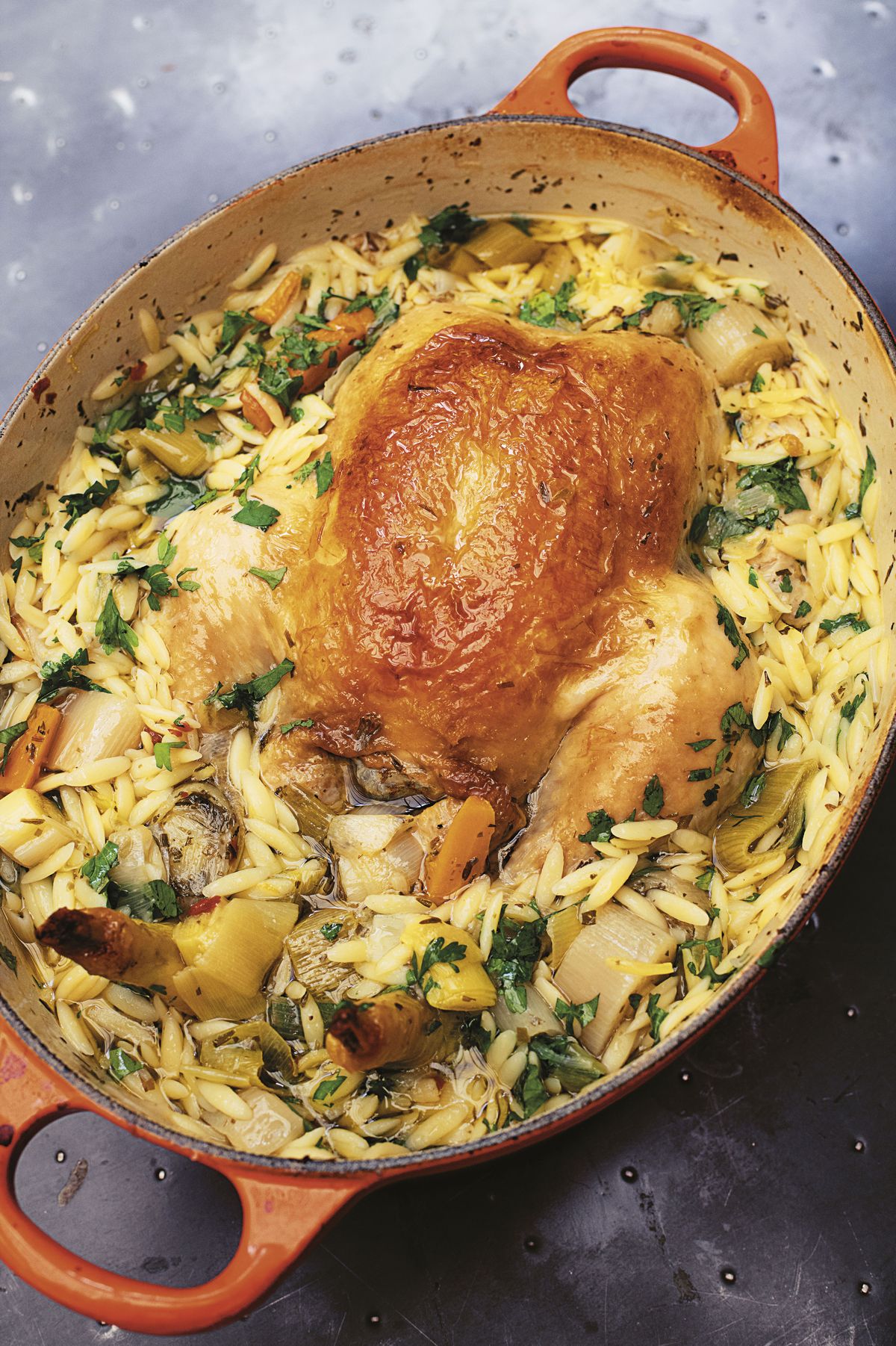 Nigella Lawson’s Chicken in a Pot with Lemon and Orzo