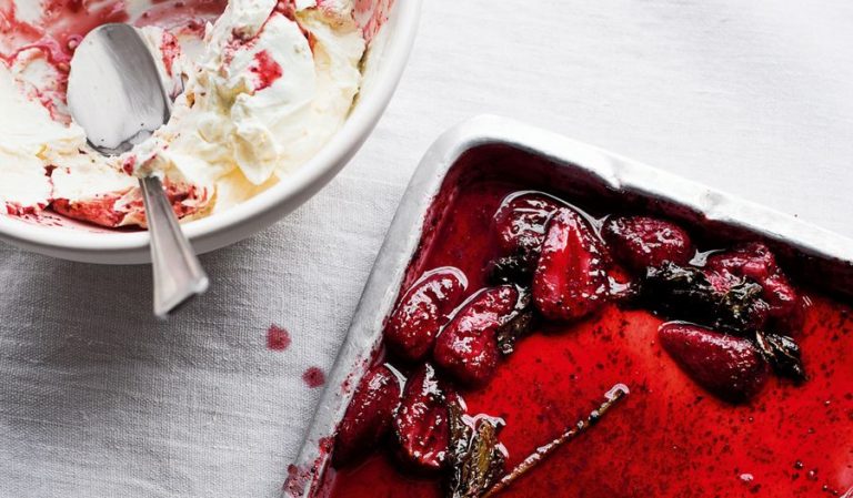 Ottolenghi's Sumac-roasted Strawberries with Yoghurt Cream