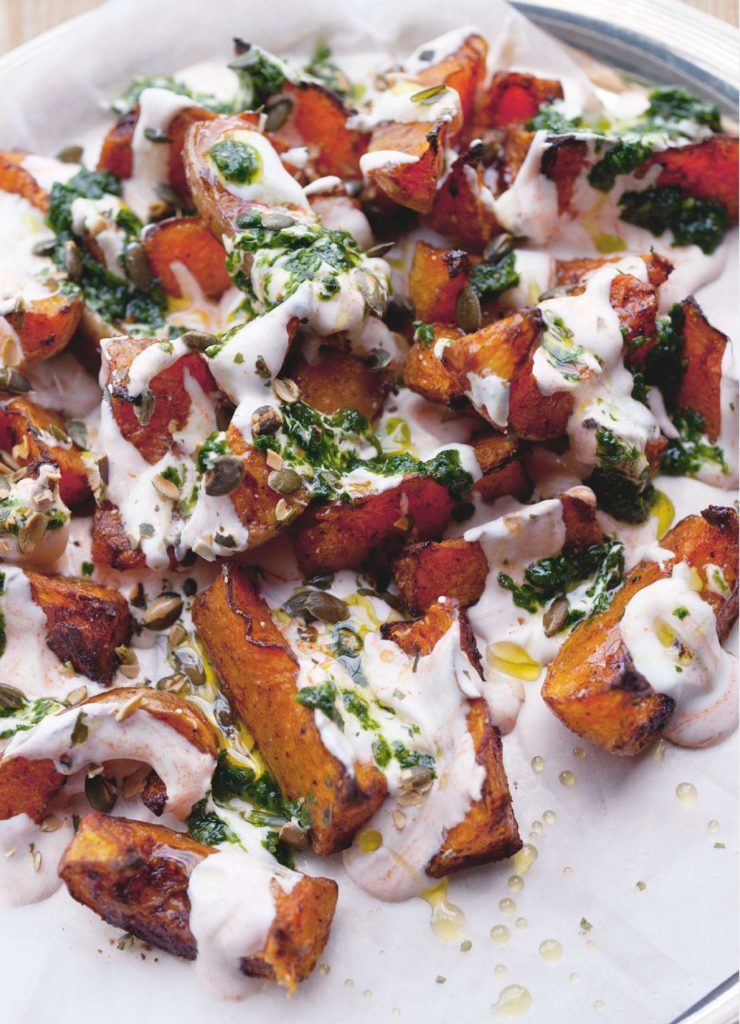 Ottolenghi's Squash with Chilli Yoghurt and Coriander Sauce