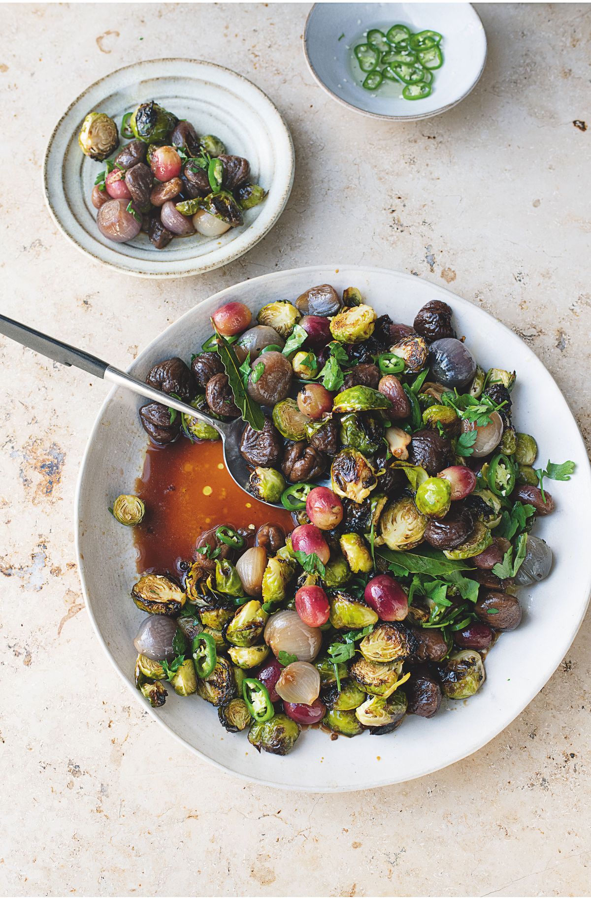 Yotam Ottolenghi’s Sweet and Sour Sprouts with Chestnuts and Grapes