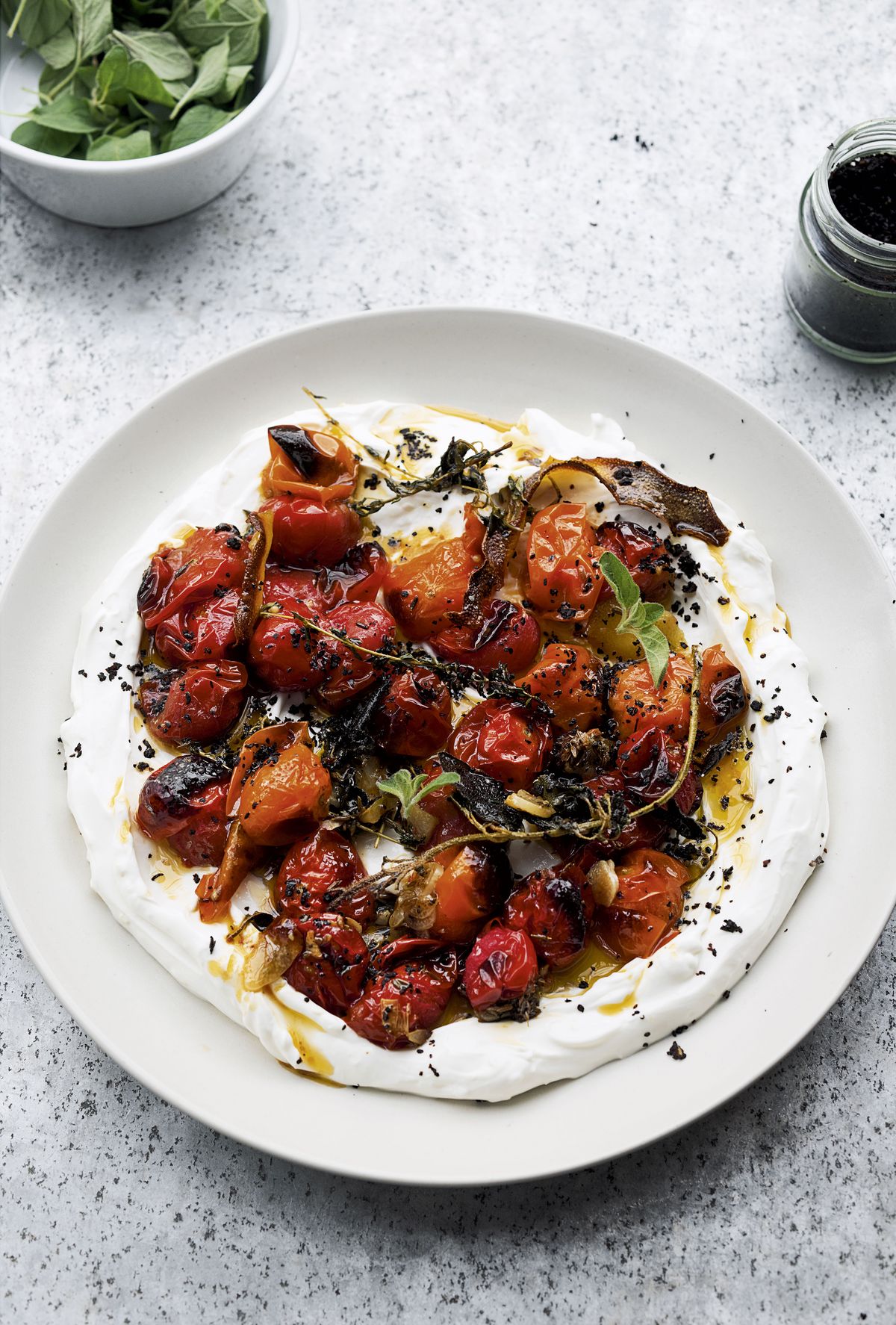 Ottolenghi’s Hot Charred Cherry Tomatoes with Cold Yoghurt
