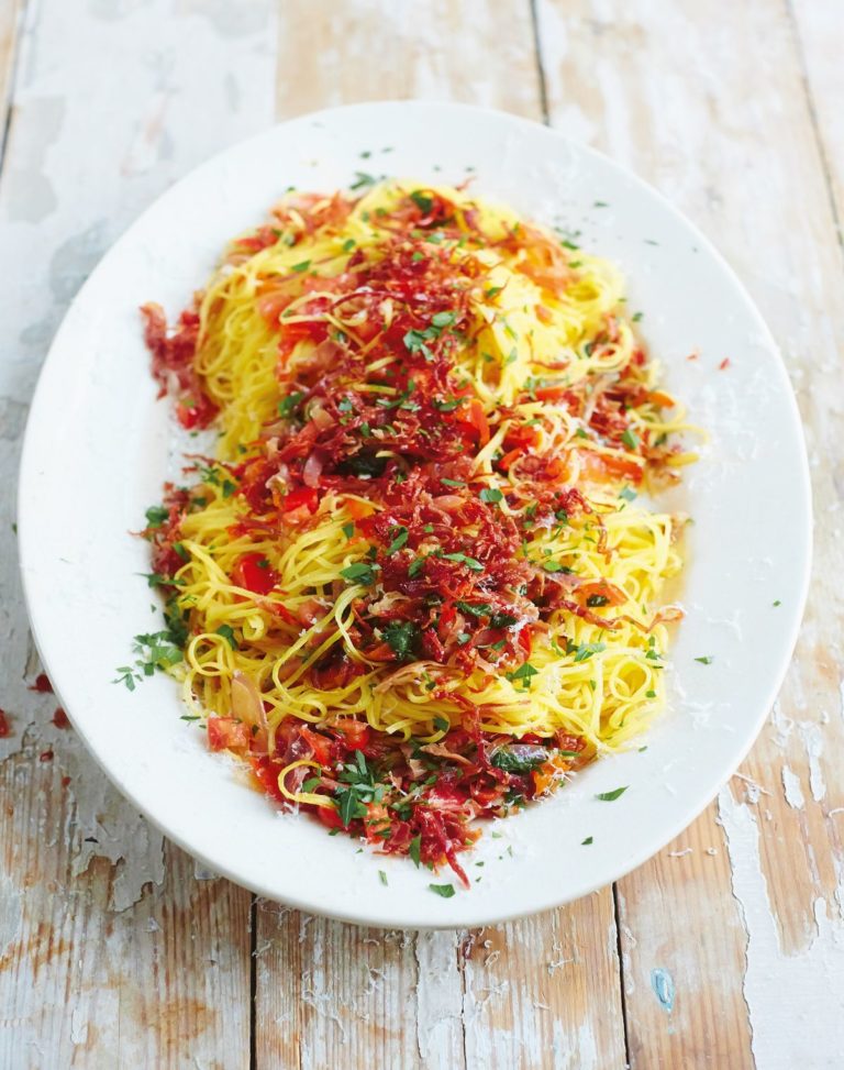 Parma Ham and Red Pepper with Taglierini