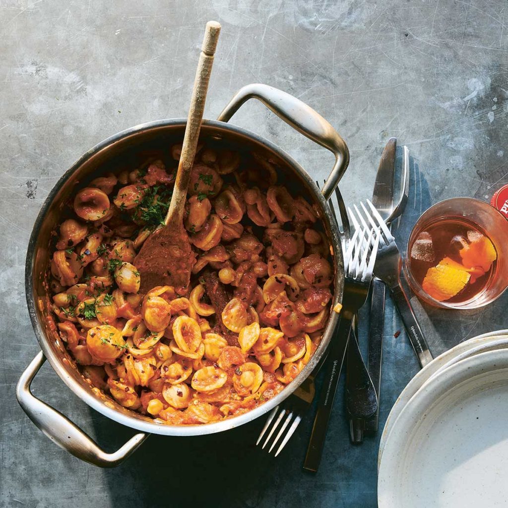 Pasta with Chickpeas and a Negroni