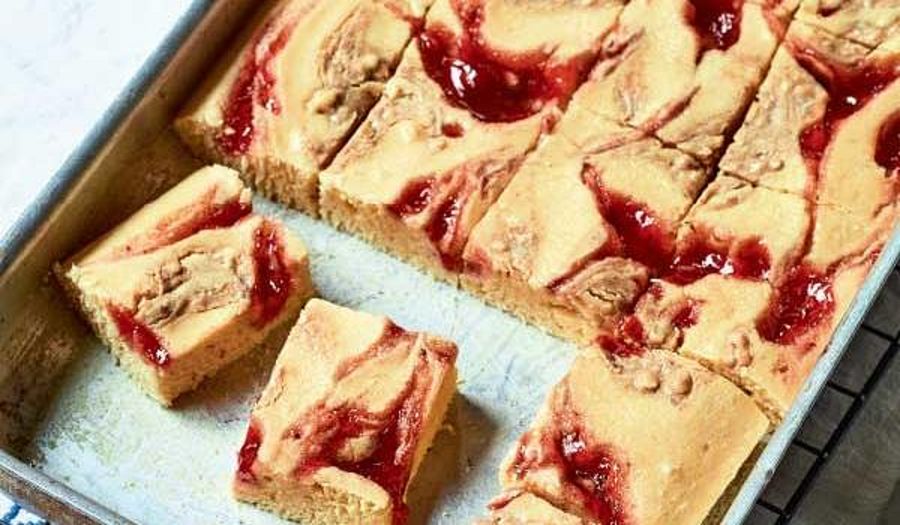 Nadiya Hussain's Peanut Butter and Jelly Traybake | BBC Time to Eat