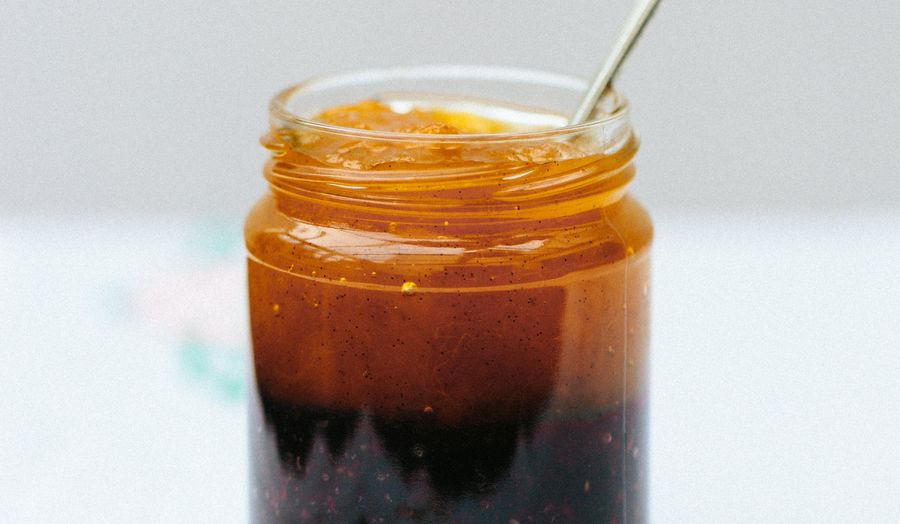 Two-tone Peach and Blackberry Jam