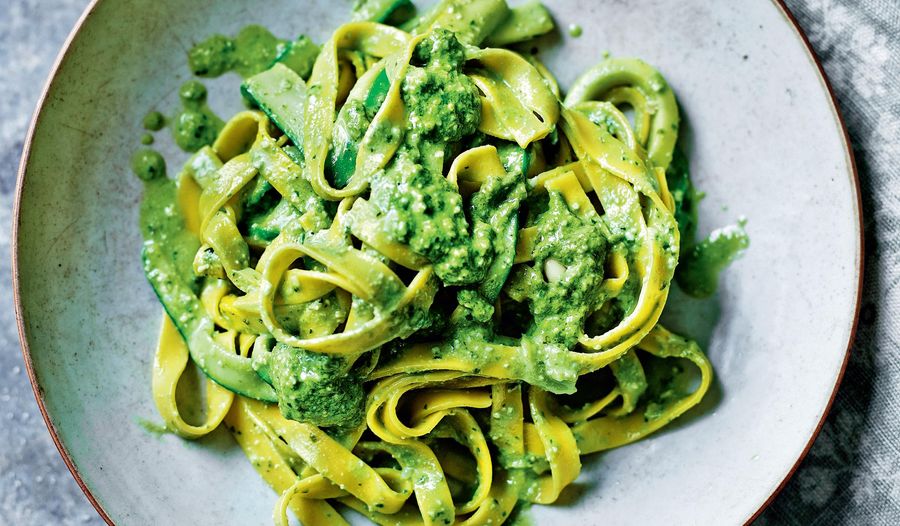 Tagliatelle with Pesto and Courgettes from My Simple Italian
