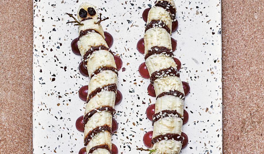 Banana and Chocolate Caterpillar | Healthy Vegan Snack Recipe