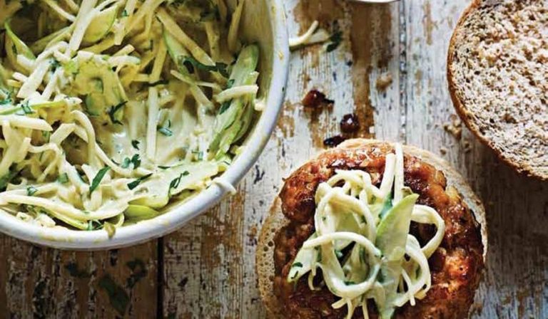 Pork and Apple Burgers with Celeriac Slaw