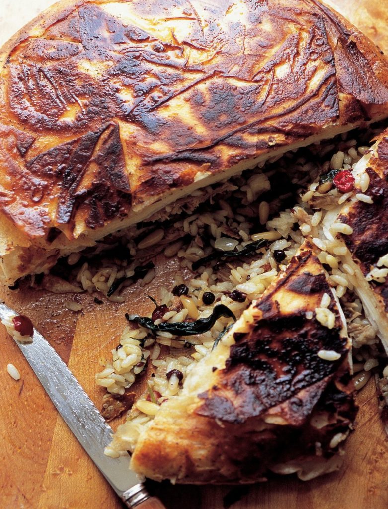 Perdeli Pilaf with Duck Confit, Raisins and Pine Nuts