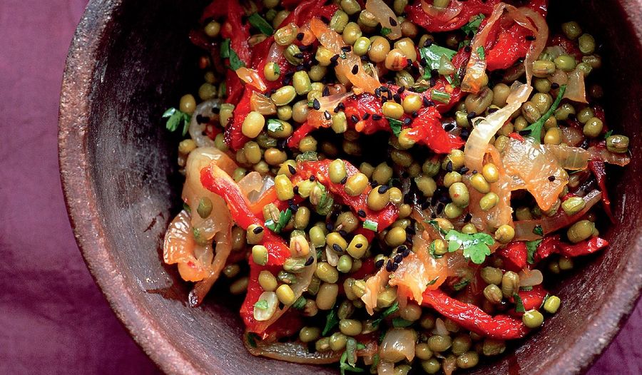 Mung Beans with Caramelised Onions and Nigella Seeds