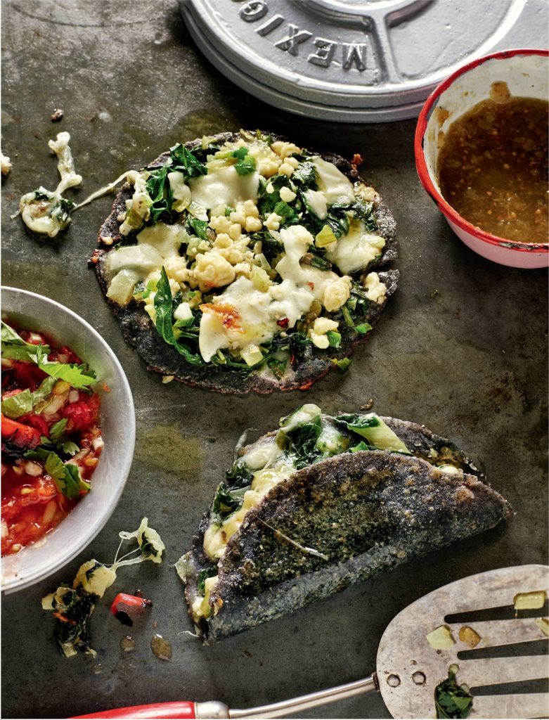 Blue Corn & Cheese Quesadillas with Courgette Flowers
