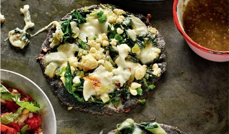 Rick Stein's Blue Corn & Cheese Quesadillas with Courgette Flowers