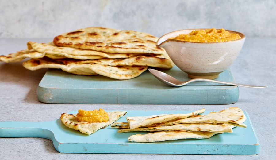 Mary Berry Carrot Hummus with Garlic Herb Flatbread Recipe | BBC 2 Quick Cooking
