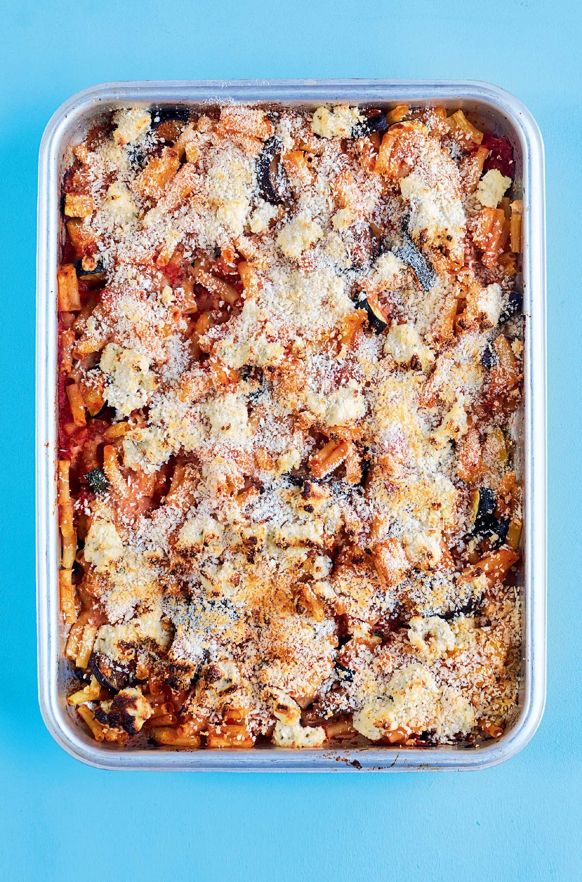 Roasted Aubergine, Courgette and Macaroni Bake