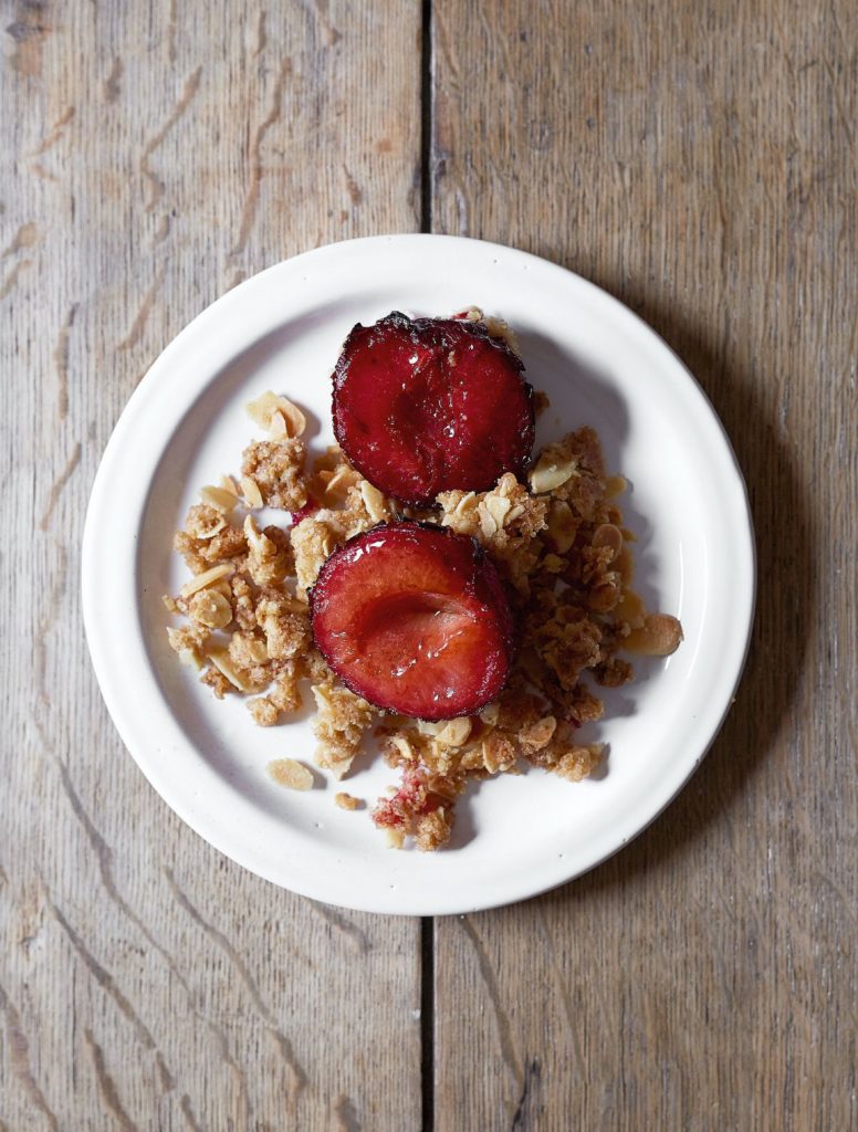 Roast Plum Bake with Streusel Crumble