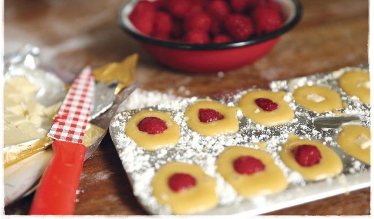 Raspberry and White Chocolate Madeleines