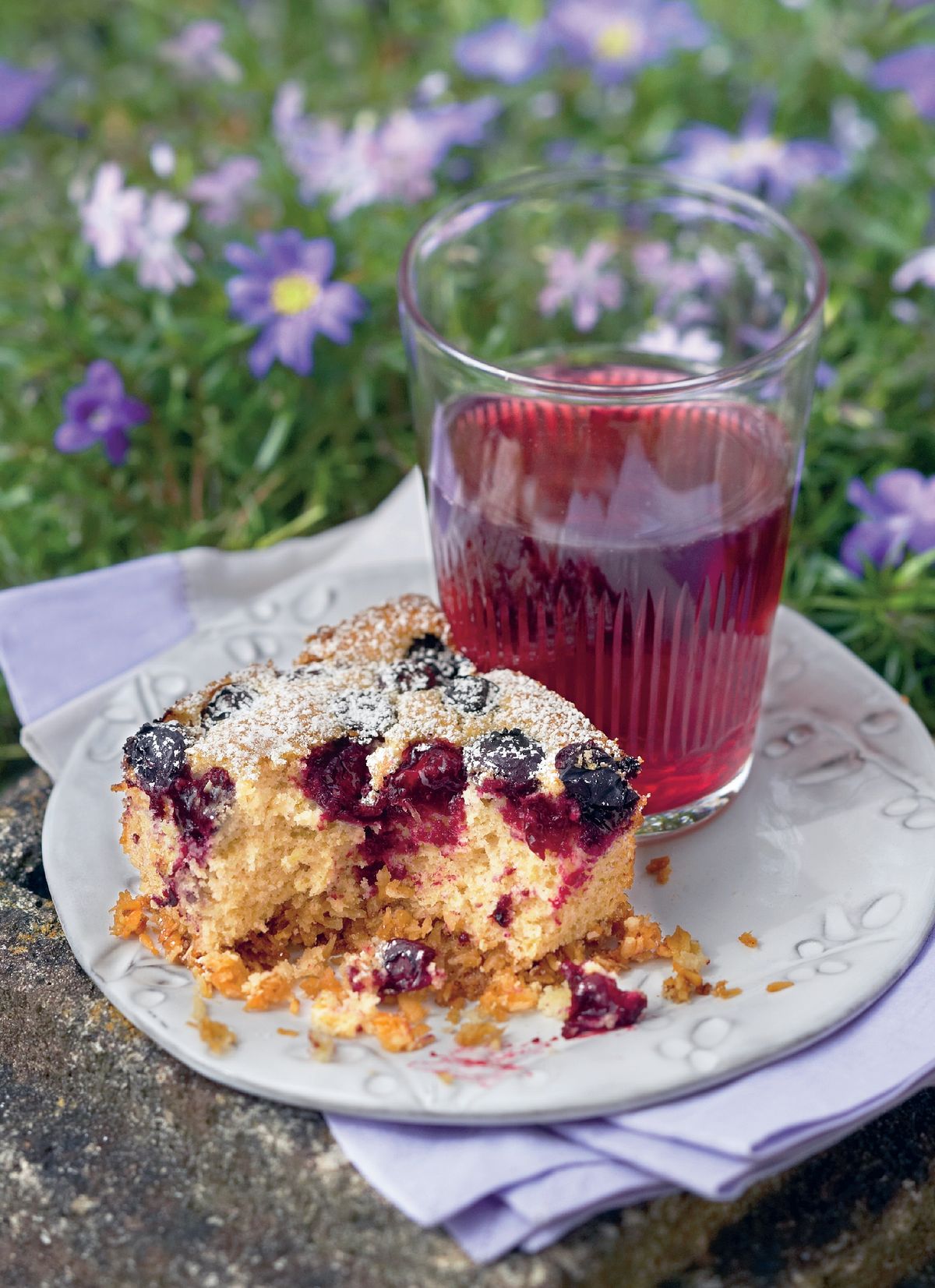 Coconut, Lime and Blueberry Slice Recipe | Easy Fruit Traybake