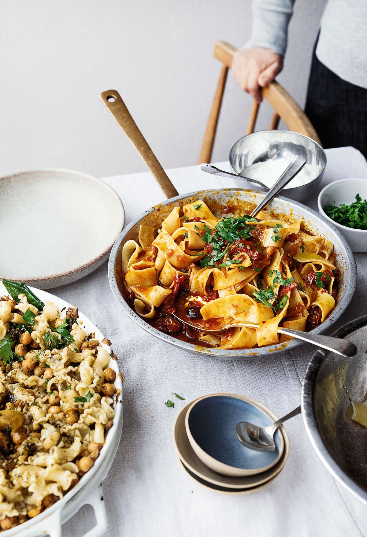 Yotam Ottolenghi’s Pappardelle with Rose Harissa, Black Olives and Capers
