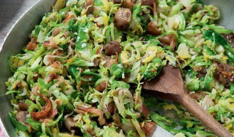 Delicious Brussels Sprouts with Chestnuts & Bacon | Christmas Recipes