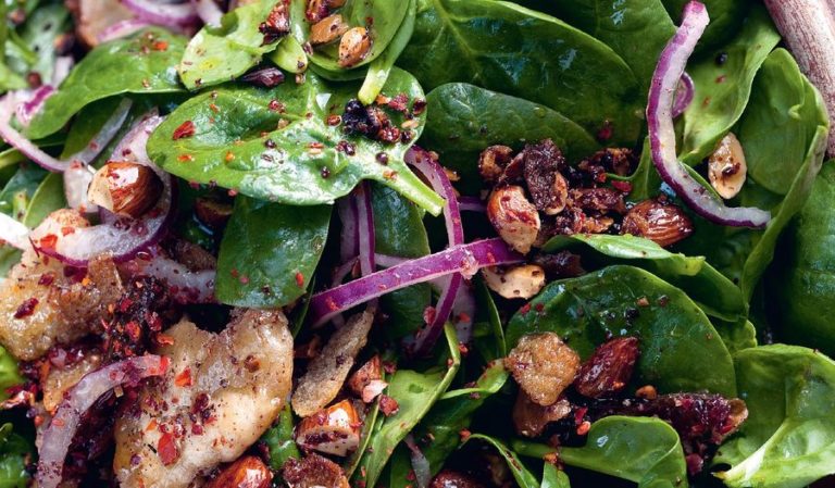 Baby Spinach Salad with Dates and Almonds