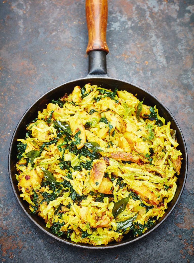 Savoy Cabbage, Black Kale and Potato Subji