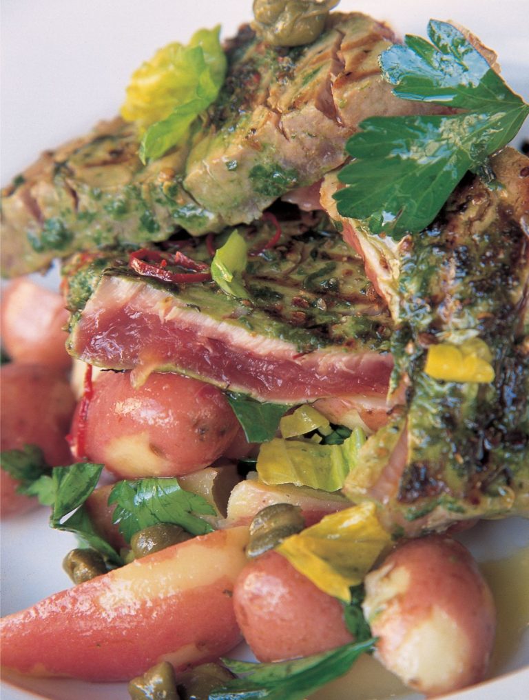 Jamie Oliver’s Seared Tuna Steak with Fresh Coriander and Basil