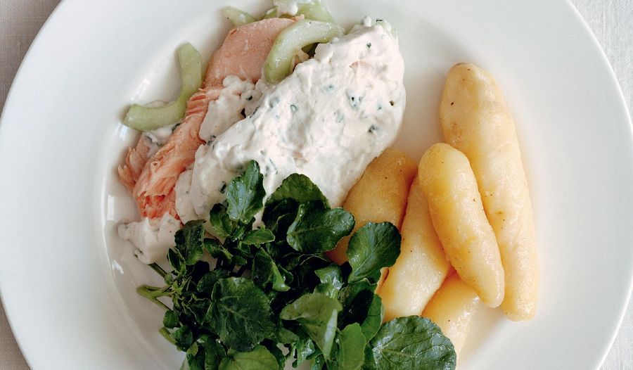 Poached Salmon with Cucumber