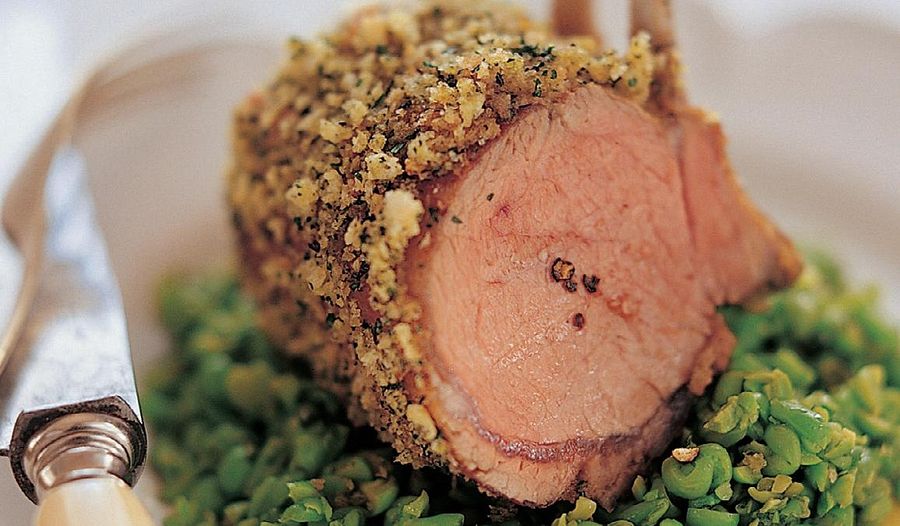 Provençal Rack of Lamb with Crushed Peas